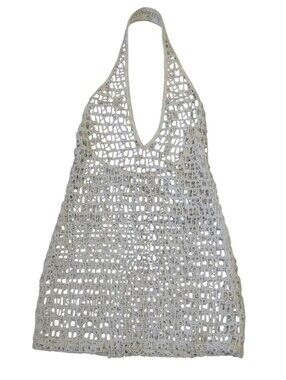 Prettylittlething Crochet Halterneck Beach Mini Dress Women's 4 Vacation Resort